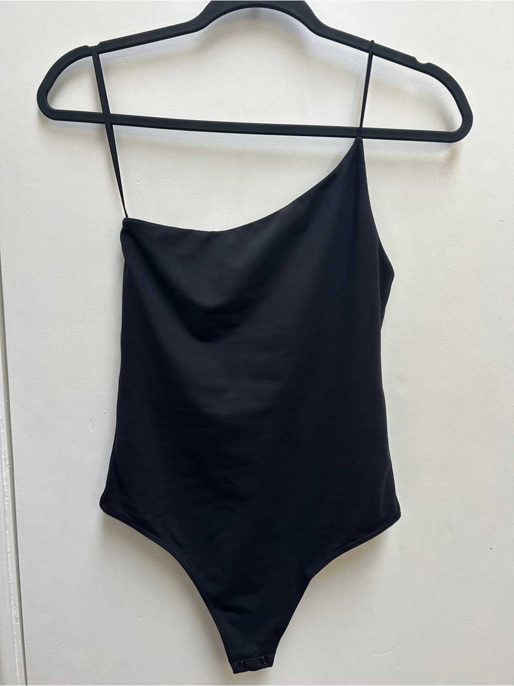 Babaton Black Asymmetric Strap One-Piece Bodysuit